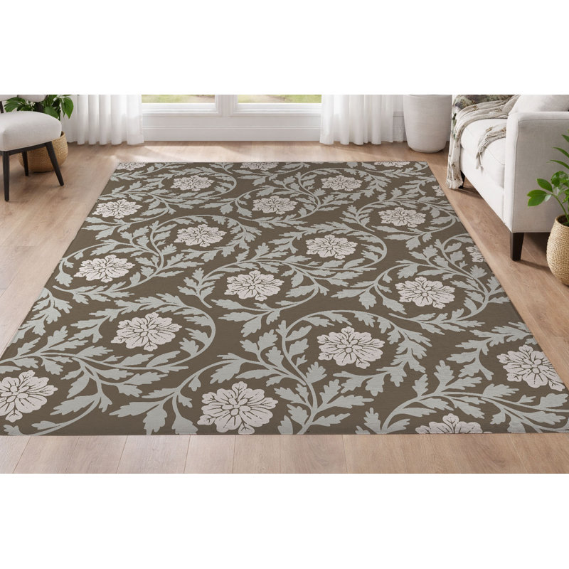 Tapis ultra-mince à profil bas Penelope, Brun, Rectangulaire 2 pi x 3 pi