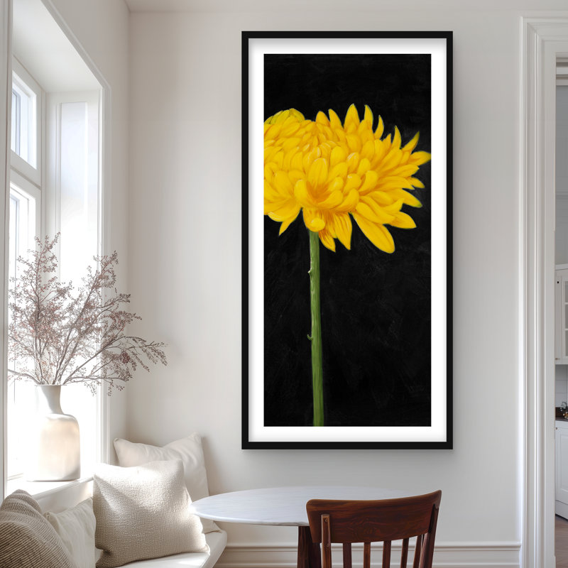 Chrysanthemum Rustic Black Framed Matted Print | Home Decor