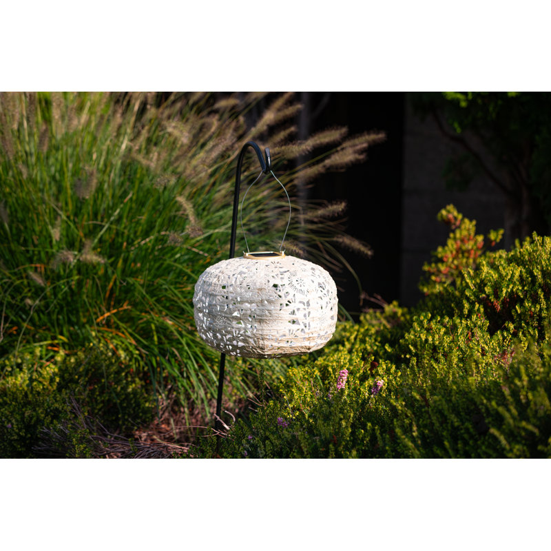 Soji 11'' Solar Powered Outdoor Hanging Light, Pearl
