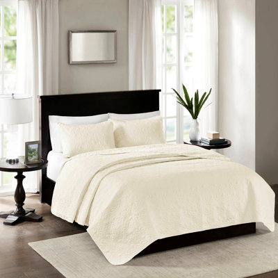 Couette réversible crème pour lit simple/simple XL - Garnissage en coton pour une durabilité accrue - Matelassage élégant - 2 taies d'oreiller incluses - Motif de couture classique - Style intemporel - Ensemble de 3 pièces