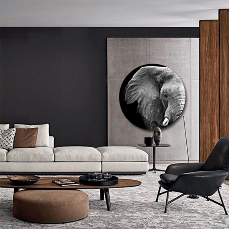 Profil d'éléphant - Photographie sans cadre sur papier, H 24 po x l 24 po x P 1,5 po