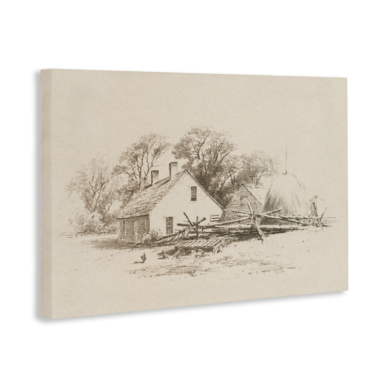 Cottage, dessin au crayon, par Public, 20" H x 30" W