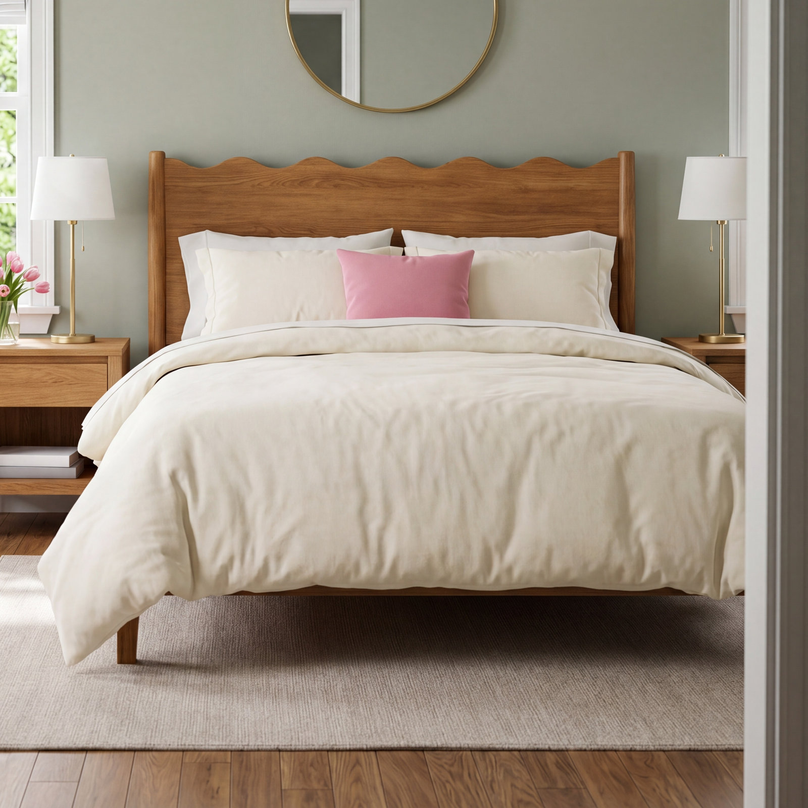 Double Stitch Cotton Duvet Cover Set, King Duvet Cover + 2 Pillow Shams, Beige