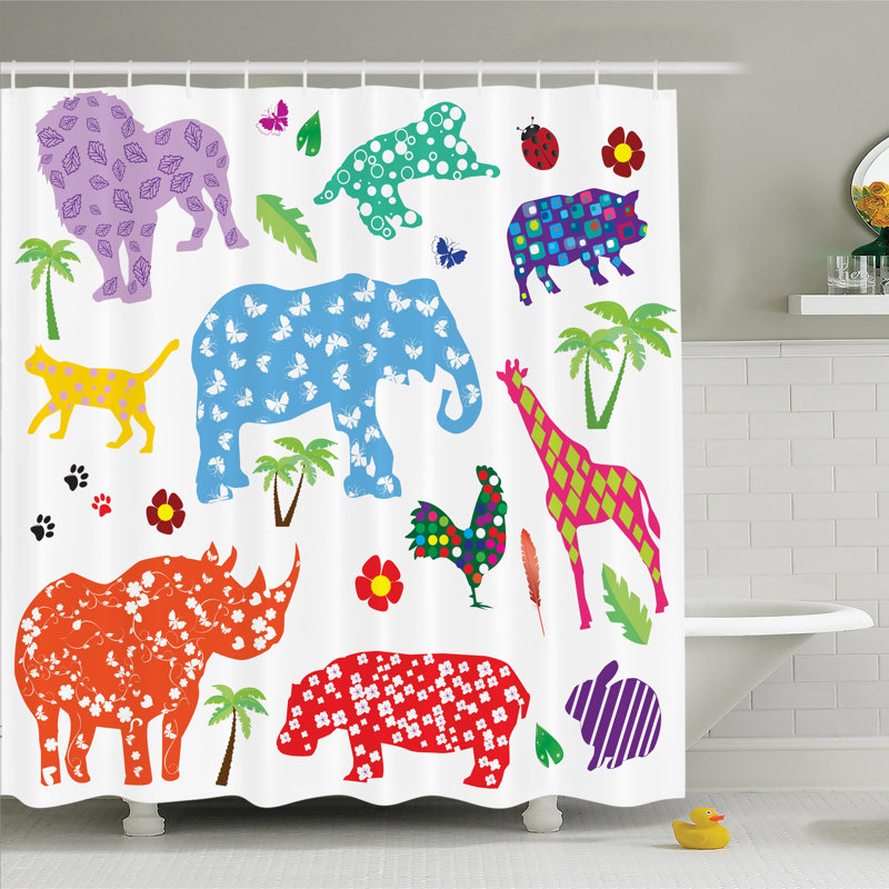 Rideau de douche simple wild animaux Virgil, H 70 po x l 69 po