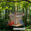 Mangeoire à oiseaux en métal de grande capacité pour suspendre à l'extérieur, conception de tour à double couche de 4 lb avec finition bronze rétro résistante à la rouille, facile à remplir et à nettoyer pour le balcon de la cour de jardin