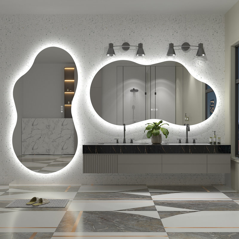 Miroir irrégulier pour salle de bain / meuble-lavabo en verre trempé à DEL certifié UL - Basics by Wayfair ™, 60 po x 32 po