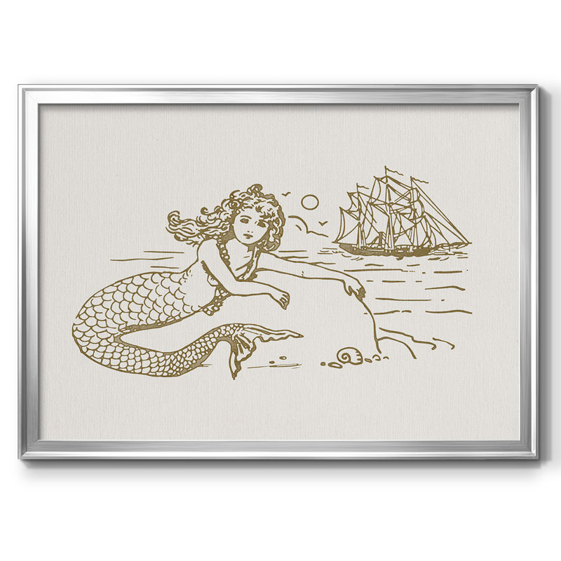 Sunning Mermaid I, reproduction d'art sur toile, H 30 po x l 44 po x P 1,5 po, Argent