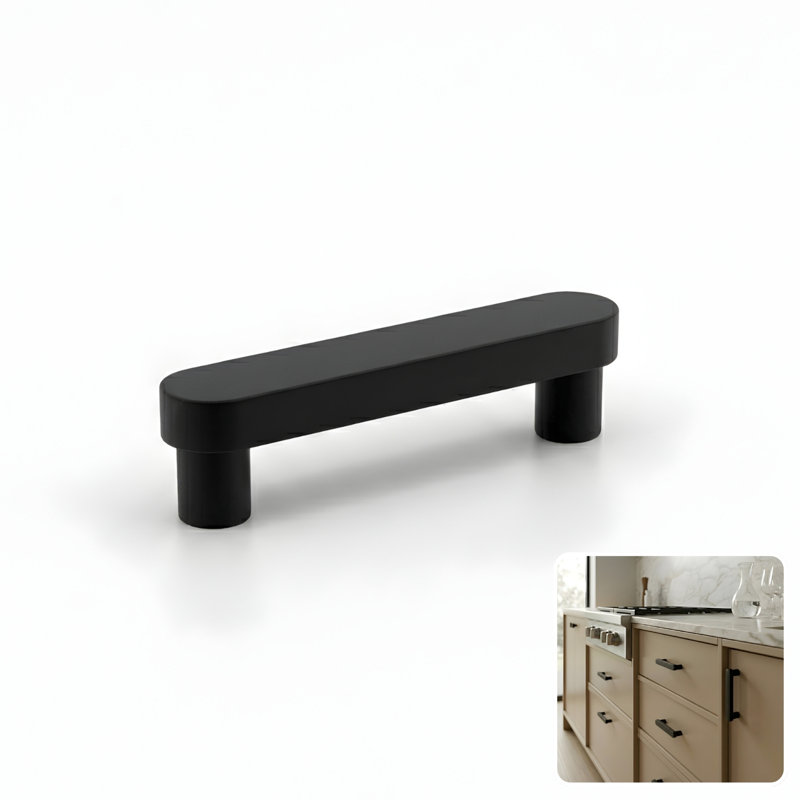 ROUS Hardware Mid-Century Modern Cabinet Handle 1-Count, 2.75", Charcoal (Black)