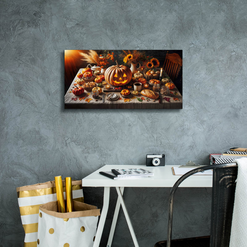  «Jack Of Lantern Still Life» par Rey Klimt, art mural sur toile, 24 po x 12 po, H 12 po x l 24 po