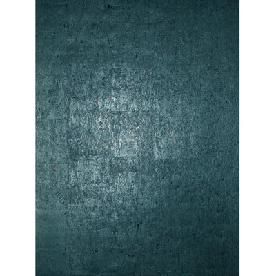 Real Natural Cork Dark Green Emerald Blue Copper Metallic Foil Texture Wallpaper