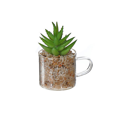 4'' Faux Cactus Plant in Glass Jar