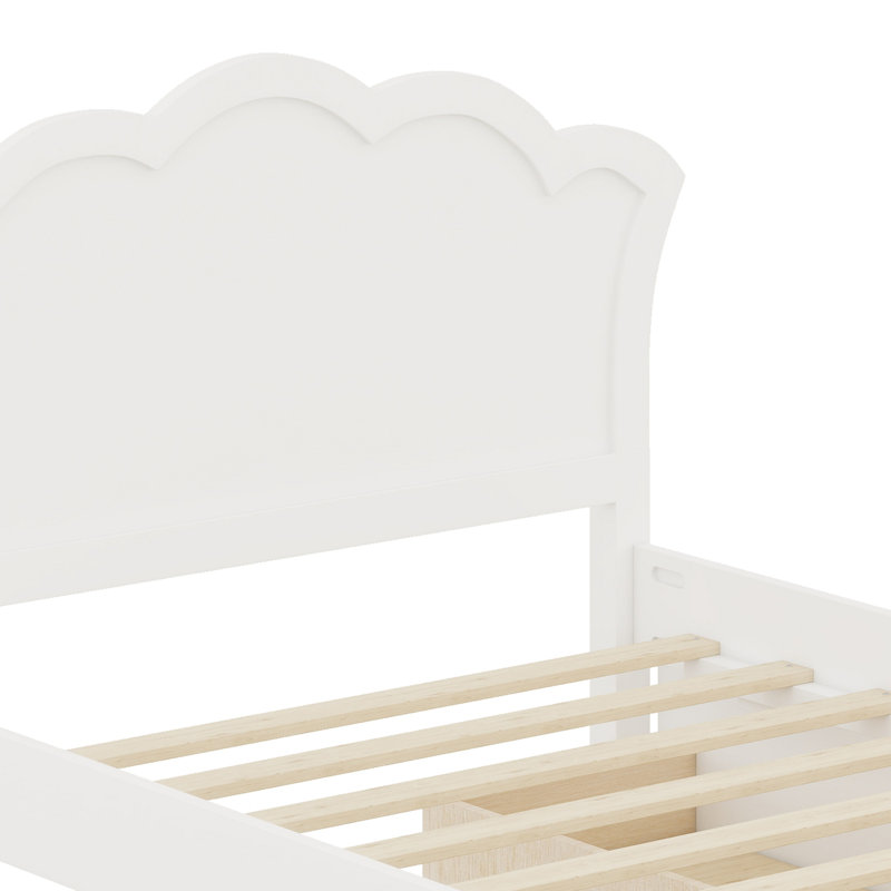 Platform Bed Featuring Headboard and Two Under-Bed Drawers, Space-Saving Design, Twin