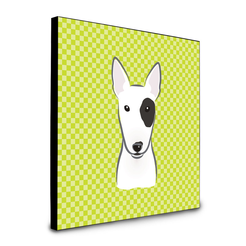 Panneau mural d’art Dungorbery, Vert, Bull terrier noir