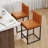 Modern 2 Sets Bar Stools with Back,Upholstered Counter Height Bar Stools with Handle,Vintage Fabric Bar Chairs