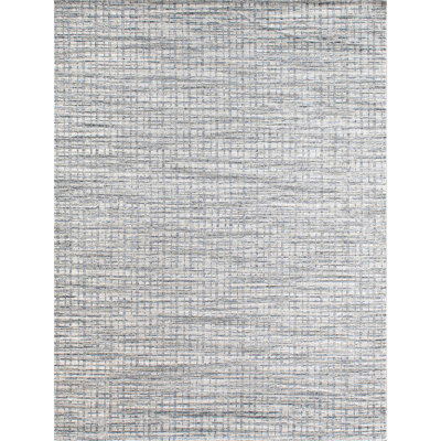 Plaid Area Rug in Blue/Silver