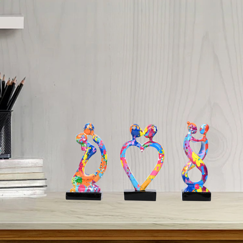 Kissing Lovers Statue Abstract Sculpture Resin Statues For Home Decor Modern Home Office Desktop Shelf Bookshelf Decor
