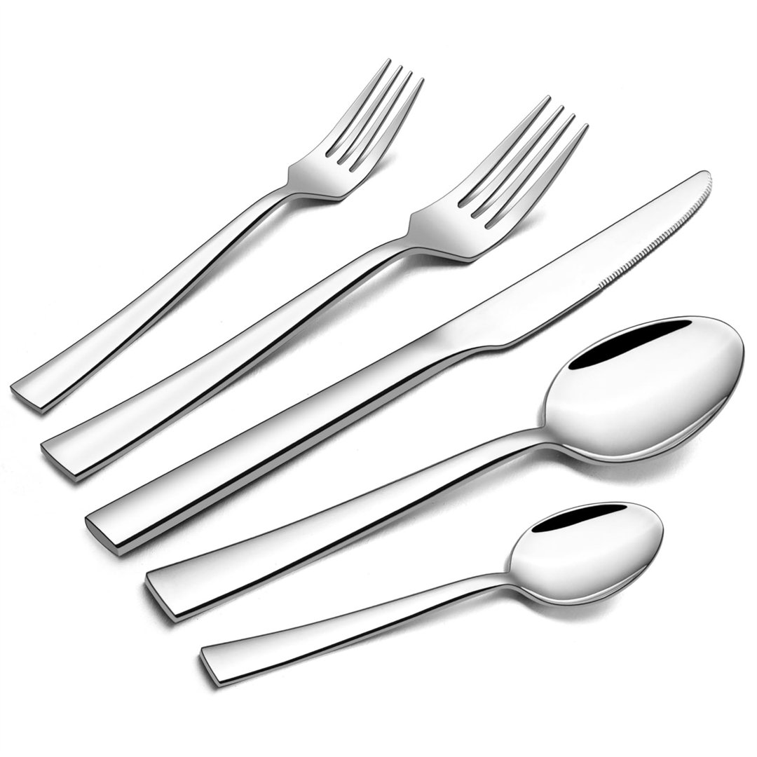 Besteck Set 12 Personen, 60-Teilig Edelstahl Poliert Besteckset, Elegantes Essbesteck Mit Messer Gabel Löffel, Tafelbest...