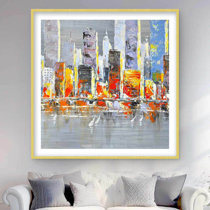 Color Splash Cityscape - reproduction encadrée mate pour la décoration intérieure