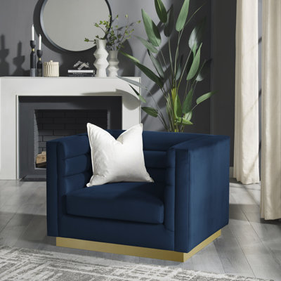 Fauteuil club rembourré en velours Iasha pour vestibule de salon