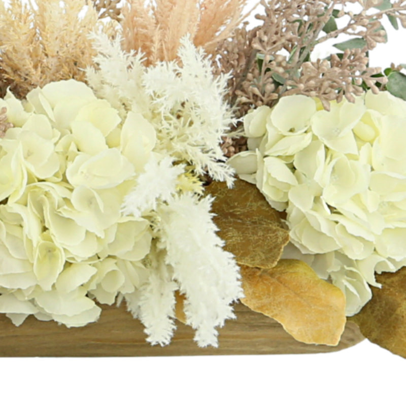 Floral Centerpiece with Hydrangeas, Eucalyptus and Pampas