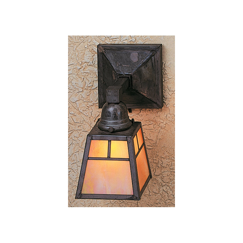 A-line 1 - Light Armed Sconce, Yes, Mission Brown, Gold White Iridescent