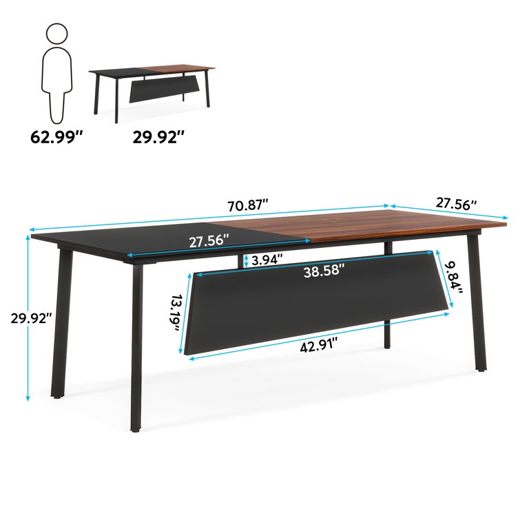 Jiahna 70.3 inch Extra Long Large Computer Desk Conference Table for Office, Dark Walnut George Oliver Color: Walnut