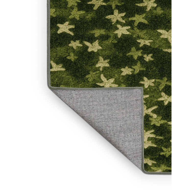 Tapis vert botanique lavable à la machine, Rond 7 pi