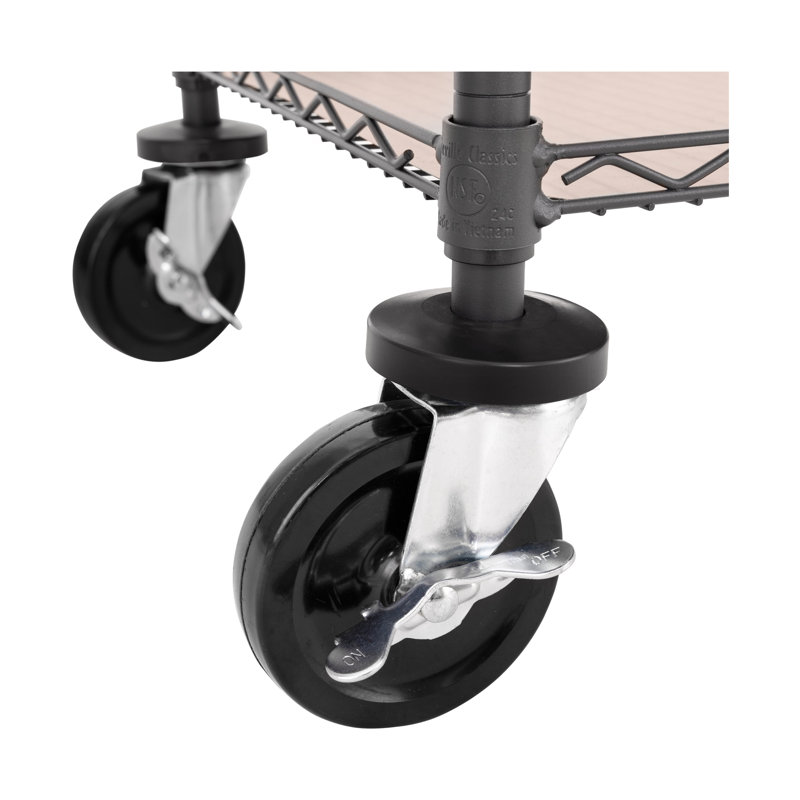 3-Tier NSF Utility Cart with Shelf Liners, Graphite
