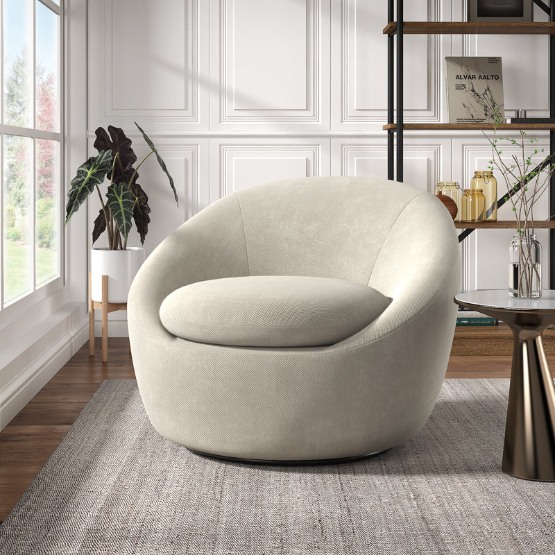 Norell Chenille Swivel Accent Chair, Beige