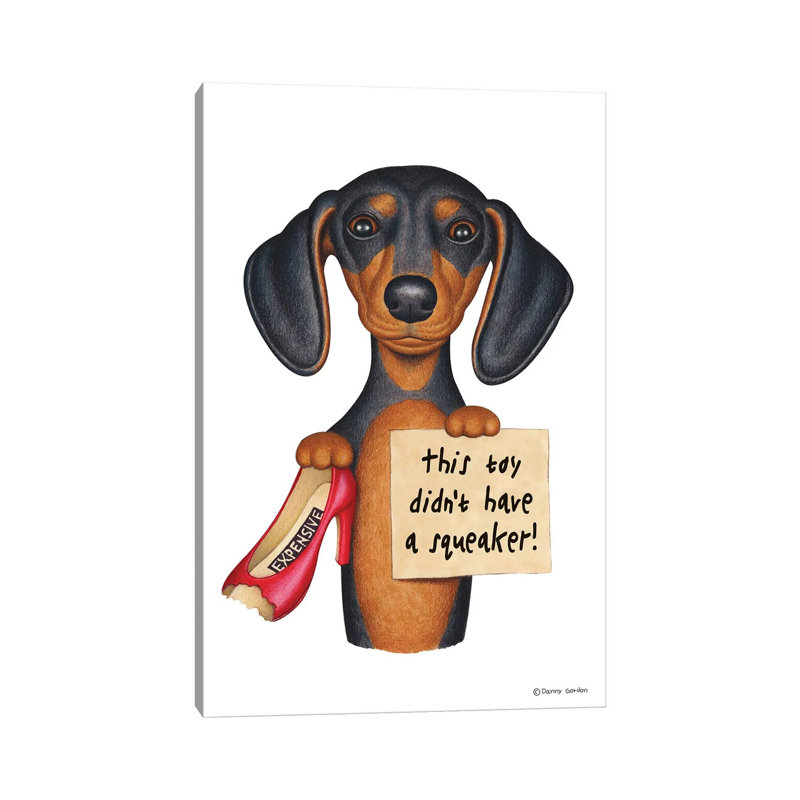«Dachshund No Squeaker» par Danny Gordon, impression sur toile tendue, H 18 po x l 12 po x 1,5 po