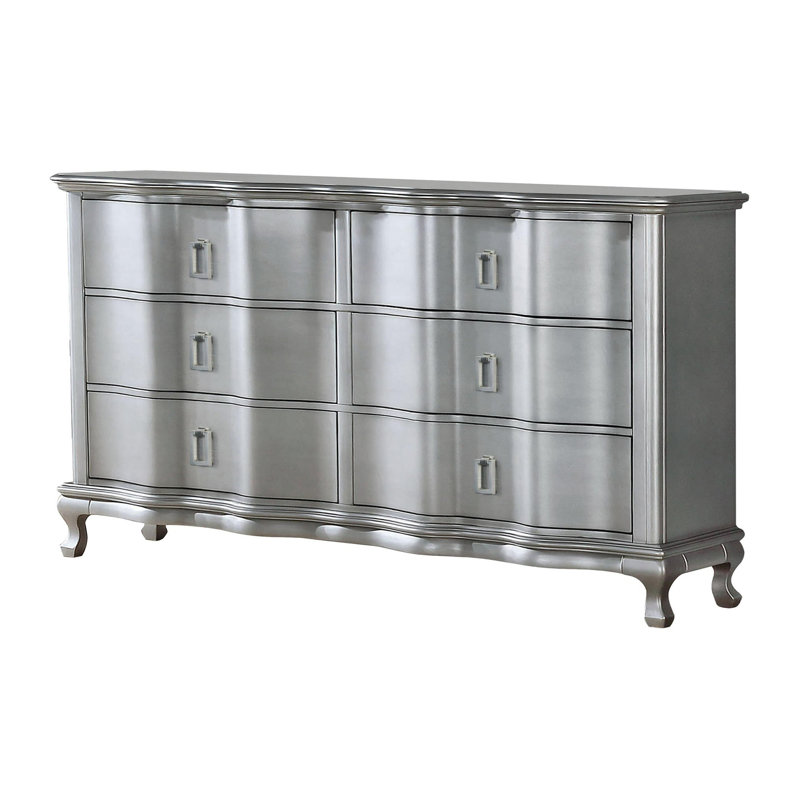 Commode 6 tiroirs l 61,6 po en argent