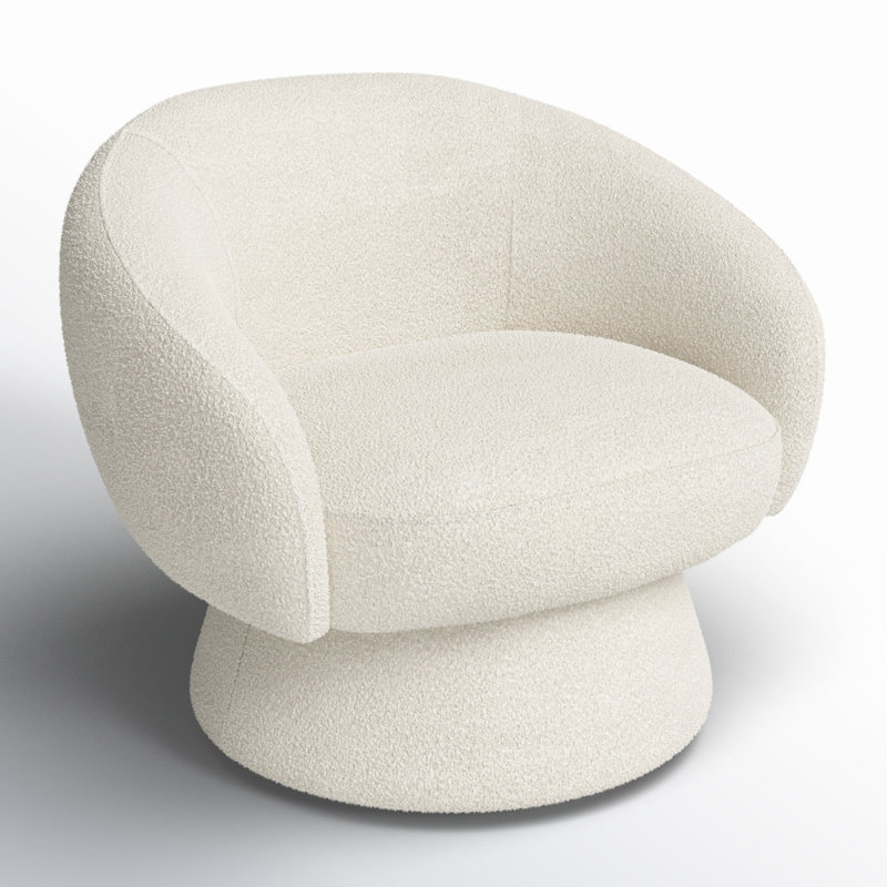 Boucle Swivel Barrel Chair, Ivory