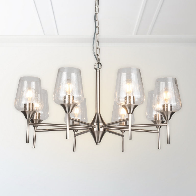 Atifah 3 - Light Shaded Chandelier, 38cm H x 80cm W, Satin/Chrome, 8