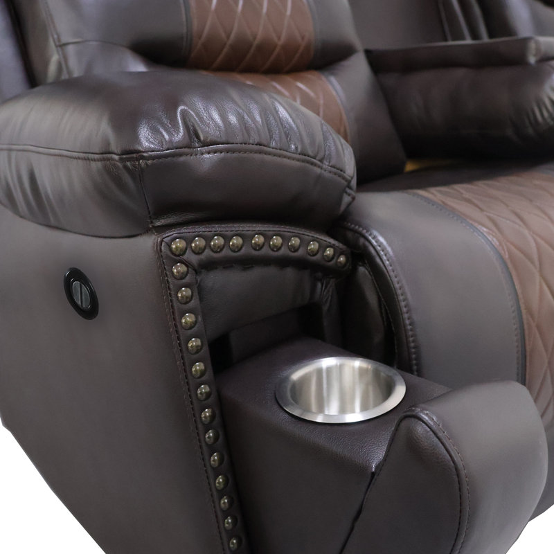 Riek 74.4'' Faux Leather Loveseat, Power - Push Button