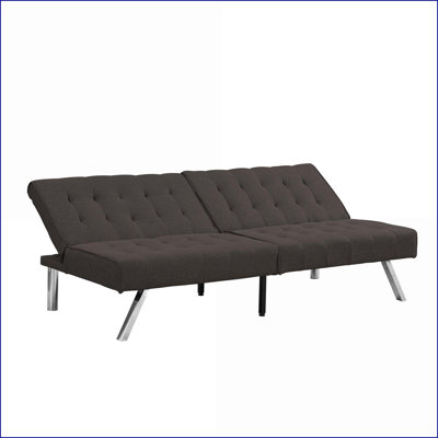 Sofa Bed Futon with Wood Frame amp; Stainless Legs – Espresso Faux Linen | Living Room/Bedroom/Dorm | Espresso | Fabric