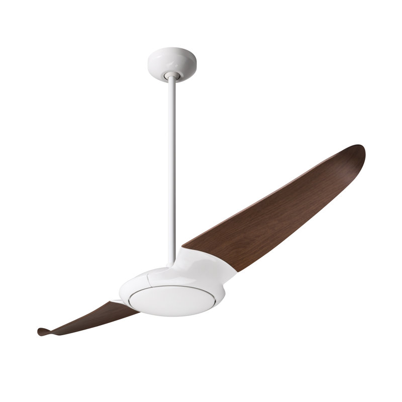 IC Air 56'' Ceiling Fan, Wall/Remote Combo Control, Gloss White, Mahogany