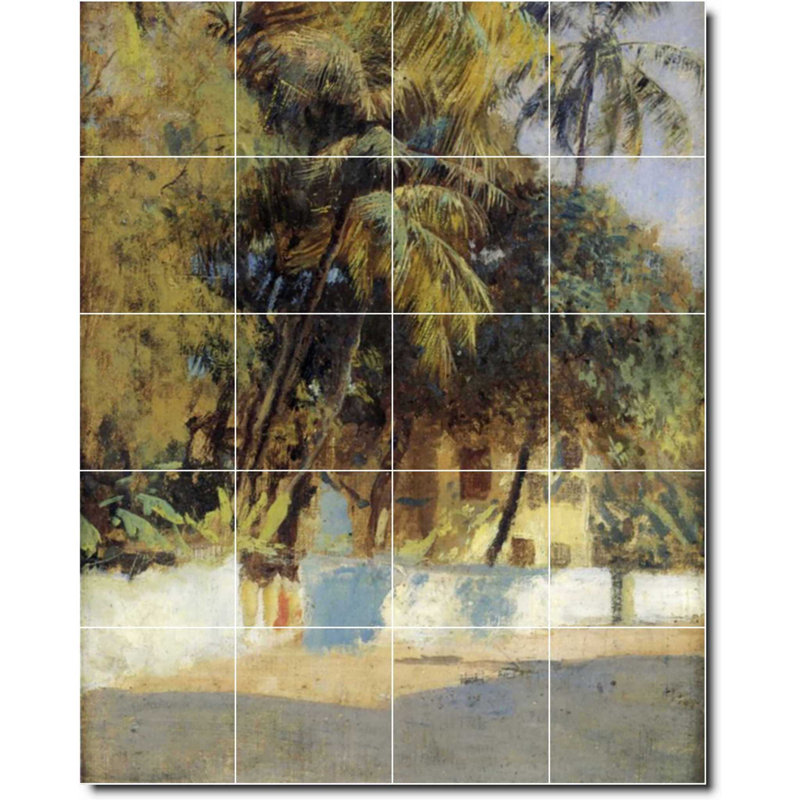 Carreau de céramique décorative 48 po x 60 po 12 po x 12 po, Edwin Week, peinture historique W09612