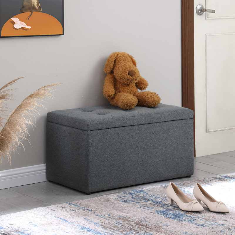 Repose-pieds en tissu gris multifonctionnel avec rangement pour espaces de vie modernes