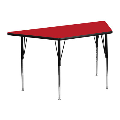 Trapezoid Thermal Laminate Activity Table with Height Adjustable Legs