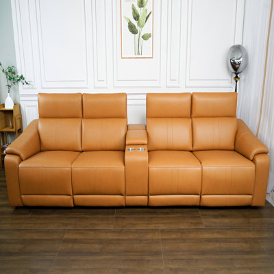 Canapé modulaire en cuir 5 pièces avec 2 porte-gobelets et canapé modulaire confortable pour le salon
