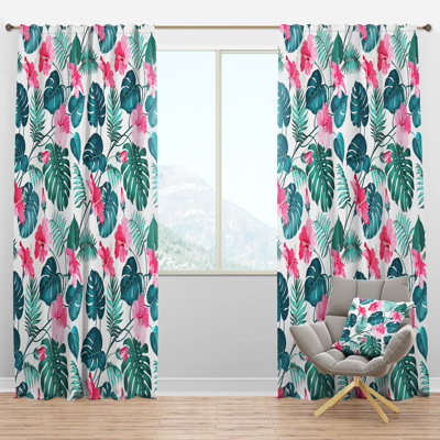 Panneau de rideau simple semi-diaphane avec passe-tringle Tropical