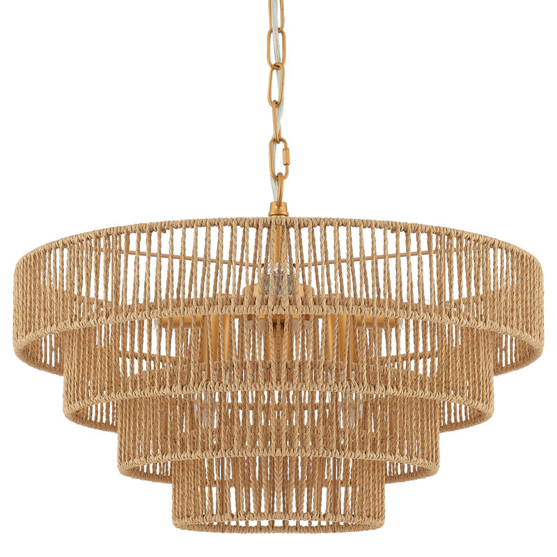 Suzette 6-Lights Hand-Woven Pendant Light 20 Inch, Gold