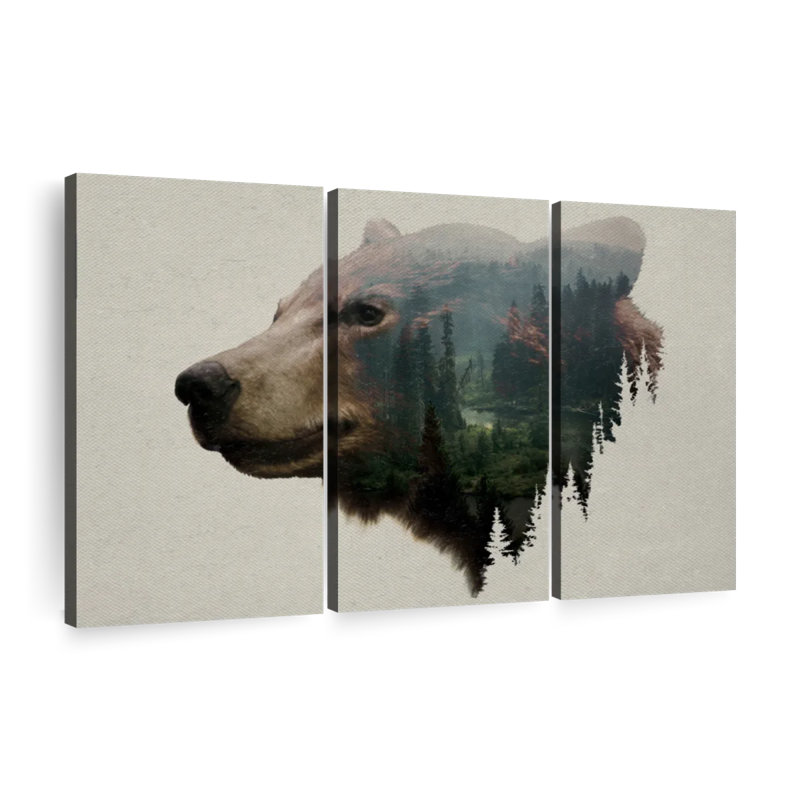 «Pacific Northwest Black Bear», 3 pièces, H 36 po x l 57 po