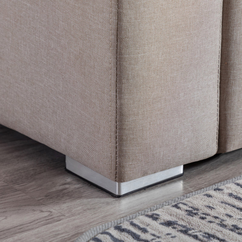 Canapé modulaire 152 po en lin et double 152 po avec pieds interchangeables, repose-pieds et coussins (modulaire) 152 po