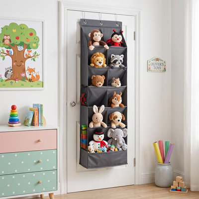 Over-the-Door 6-Tier 11 Compartment Shoe Storage Organizer, Sturdy Oxford Fabric Hanging Rack with Side Mesh Pockets, Space Saver Holds 15 Shoe Pairs for Bedroom Closet Entryway, Gray