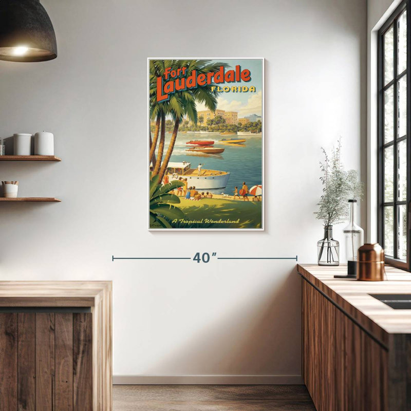 Fort Lauderdale, Floride, 25 po x 37 po, Cadre flottant blanc