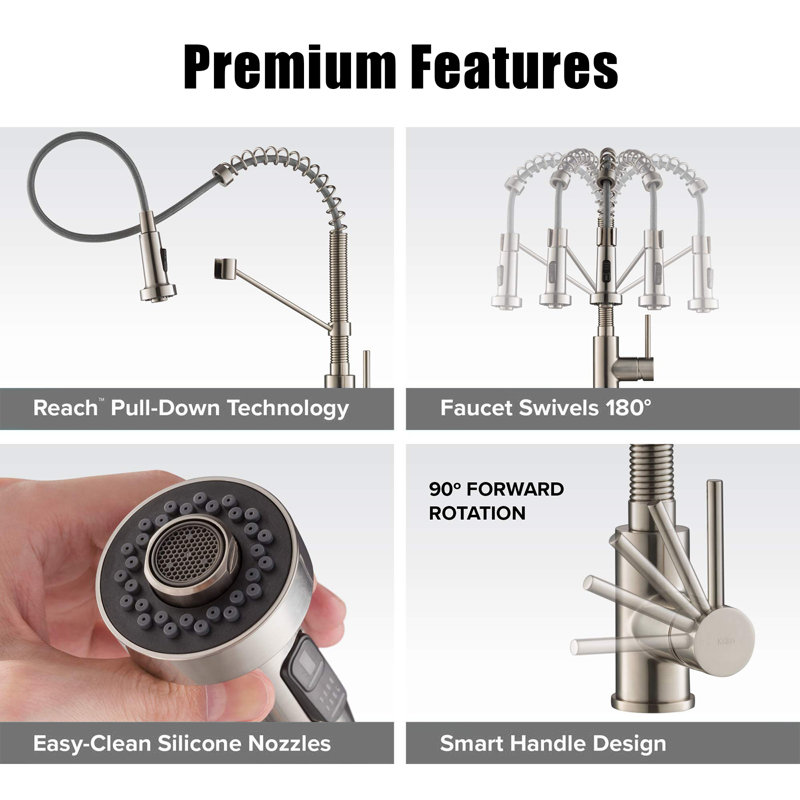 Single Handle Kitchen Faucet 2-Function Sprayer Pull Down Kitchen Faucet, Stainless Steel