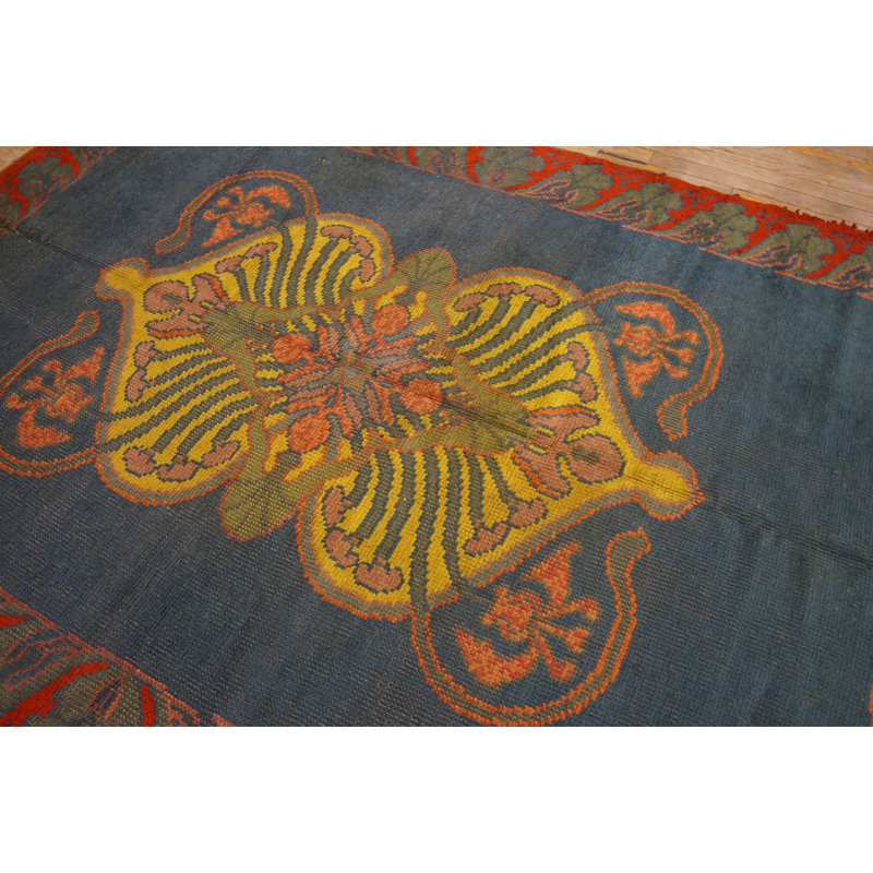 Antique Donegal Arts & Crafts Ireland Medallion Knotted Rug