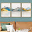 Abstract Mountain " Vibrant Gold Teal Mountain Range Landscape Illustration Modern Art Decor Nordic Calm Zen " 3 - Pieces-98697550-98697553