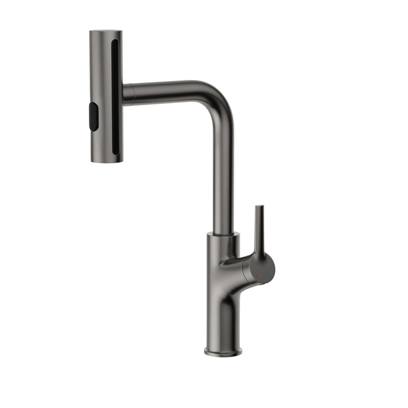 360 Pull - Down Gunmetal Black Kitchen Faucet With 4 Spray Modes, Splash Design, Ceramic Cartridge, All Accessories, 6.3 Inches Base Height And Settings, Function, Complete ,
